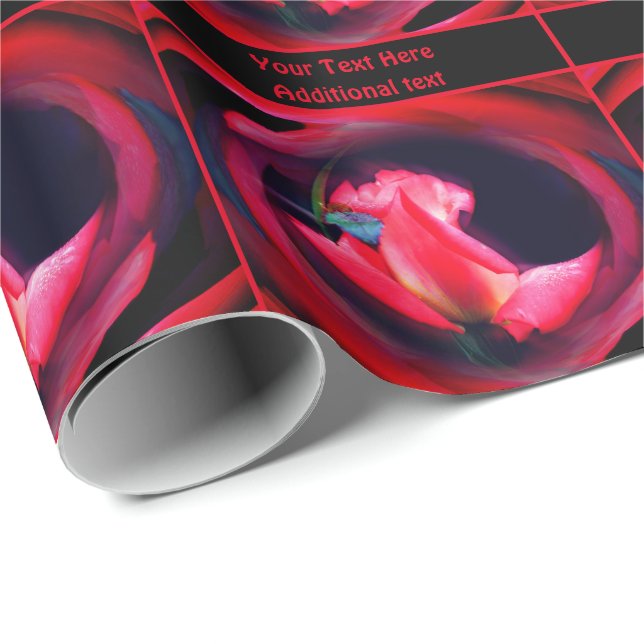 Abstract Pink Rose Flower Personalised Wrapping Paper (Roll Corner)