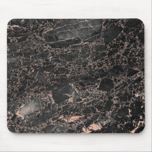 Abstract Pink Rose Gold Blush Gold Black Marble Mouse Pad