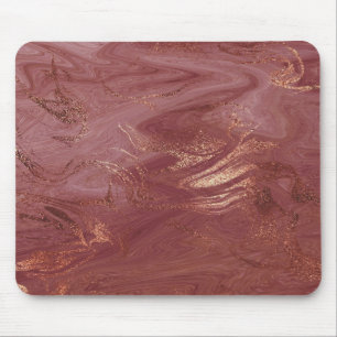 Abstract Pink Rose Gold Blush Gold Metallic Marble Mouse Pad