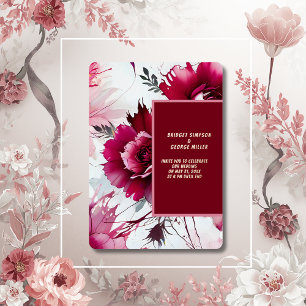 abstract pink rose petal wedding foil invitation