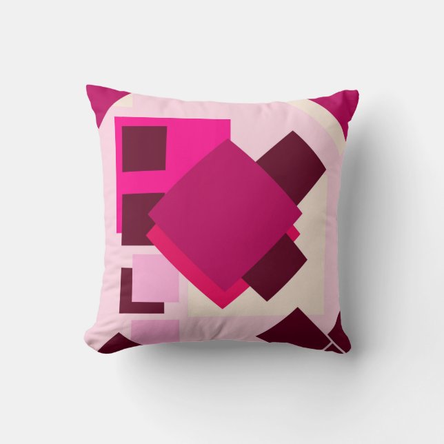 Abstract pink rose red cushion (Front)