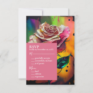 Abstract Pink Roses RSVP Response Card