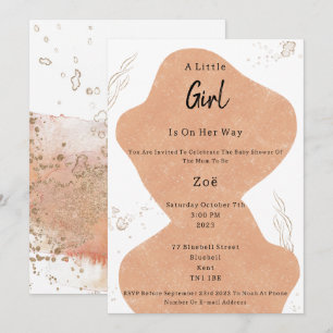 Abstract Pink Shapes And Elements Sweet Baby Girl Invitation