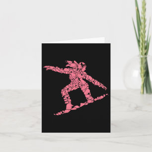 Abstract Pink Snowboarder Winter Sports Art Design Card