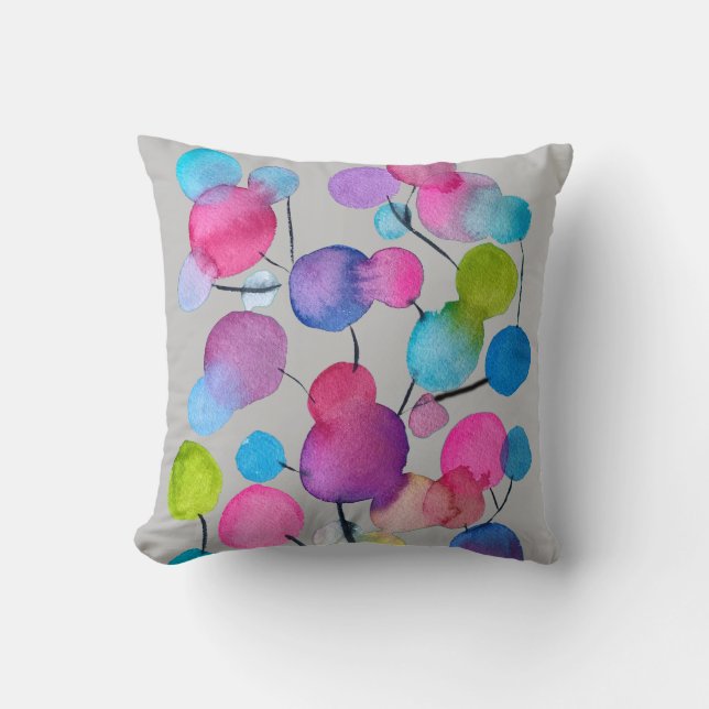 Abstract pink Summer Tree art Cushion (Front)