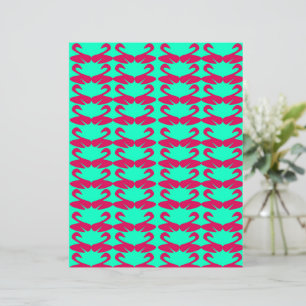 Abstract Pink Swan on Teal scrapbook paper