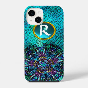 ABSTRACT PINK TEAL BLUE MOSAIC STAR GEM MONOGRAM iPhone CASE