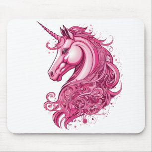 Abstract pink unicorn mouse pad