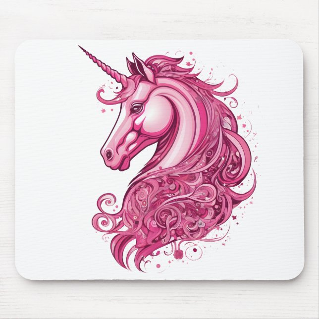 Abstract pink unicorn mouse pad (Front)