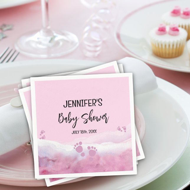 Abstract Pink Watercolor Baby Shower Napkin (Creator Uploaded)