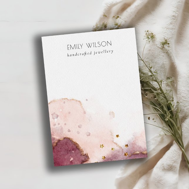 Abstract Pink Watercolor Blank Jewellery Display Business Card (Creator Uploaded)