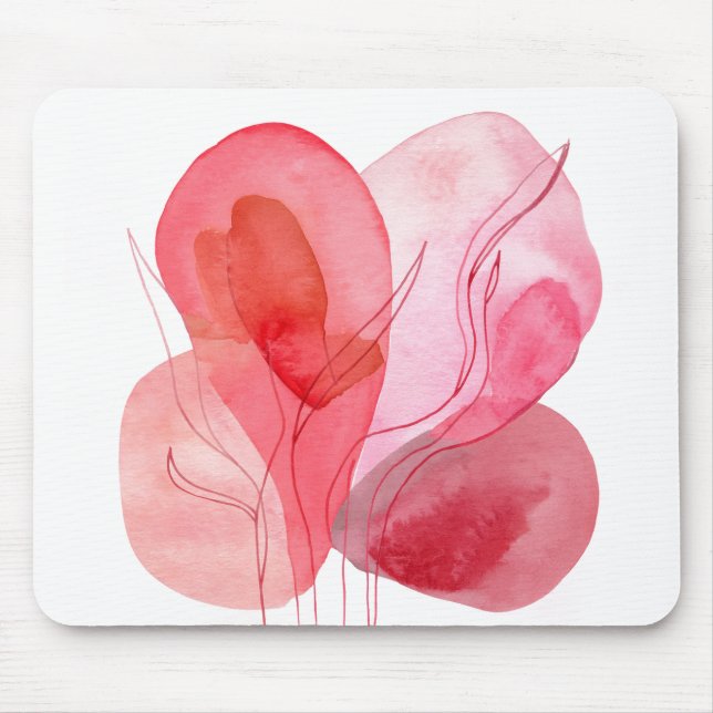 Abstract pink watercolor composition mouse pad (Front)