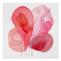 Abstract pink watercolor composition