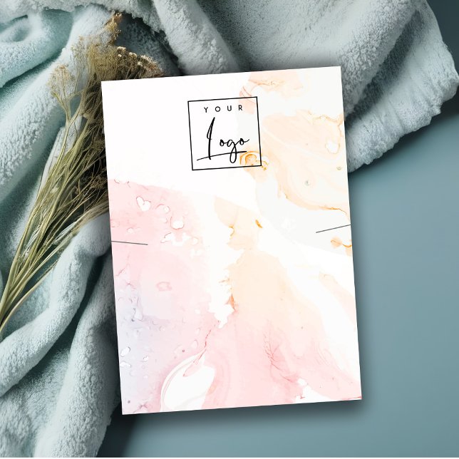 Abstract Pink Watercolor Necklace Logo Display Business Card (Creator Uploaded)