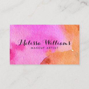 Abstract Pink Watercolors Makeup Artist Beauty Business Card