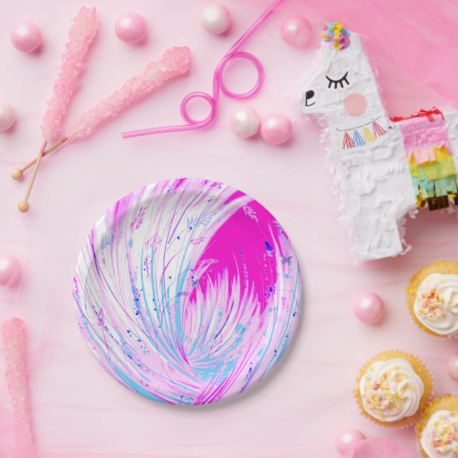 Abstract Pink White Enchanted Garden  Paper Plate (Party)