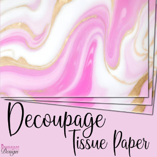 Abstract pink white gold glitter marble swirl tissue paper