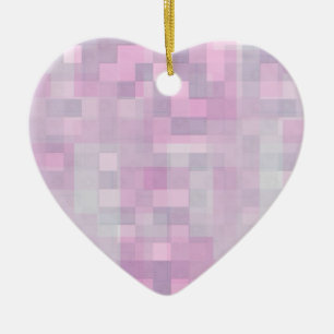 Abstract Pink White Grey Mosaic Pattern Ceramic Tree Decoration