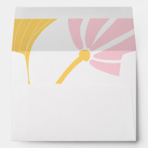 Abstract Pink Yellow Colourful Floral Wedding Envelope