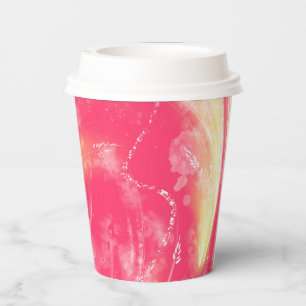 Abstract Pink & Yellow Dandelions and fireflies Paper Cups