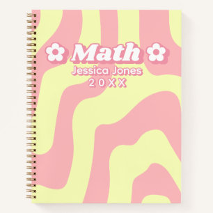 Abstract Pink Yellow Wavy Lines School Subject Notebook