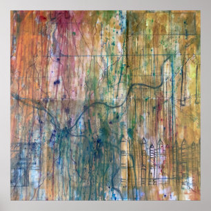 Abstract Pittsburgh Map Painting Poster