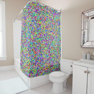 Abstract Pixelated RGB Shower Curtain