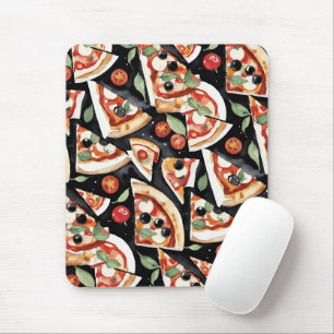 Abstract Pizza Slices On A Black Background Mouse Pad
