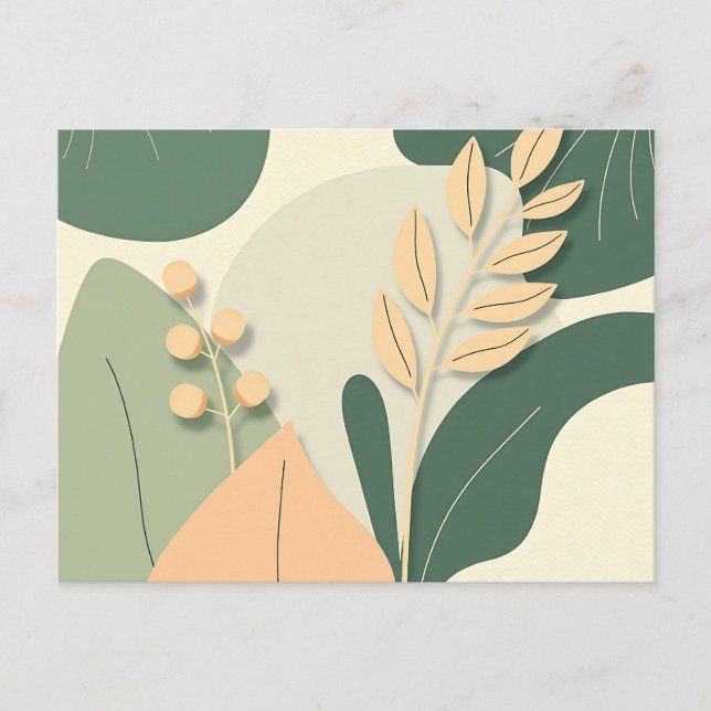 Abstract Plant Forms and Soft Organic Curves Postcard (Front)