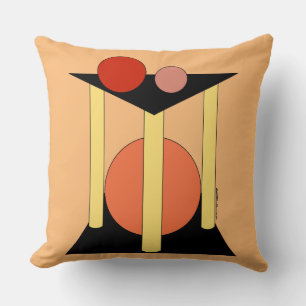 Abstract Platforms, Pillars, and Circles Cushion