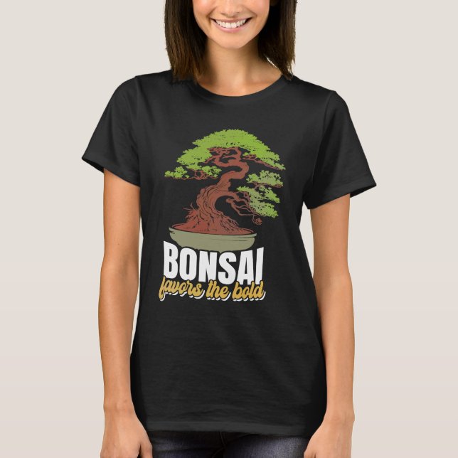 Abstract Pleasant Patience Of Bonsai Quote T-Shirt (Front)