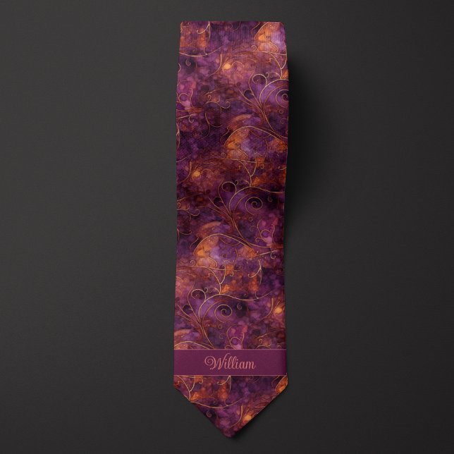 Abstract Plum & Copper Monogram Tie (Creator Uploaded)