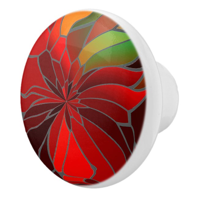 Abstract Poinsettia Ceramic Knob (Right)