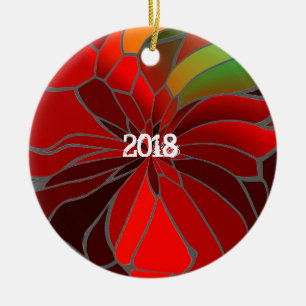 Abstract Poinsettia Ceramic Ornament