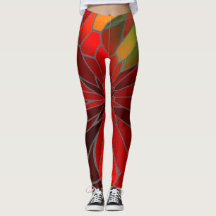 Abstract Poinsettia Leggings