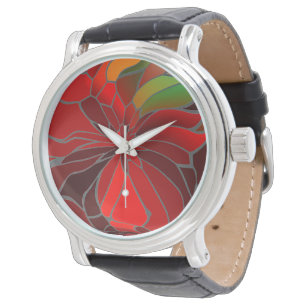 Abstract Poinsettia Watch