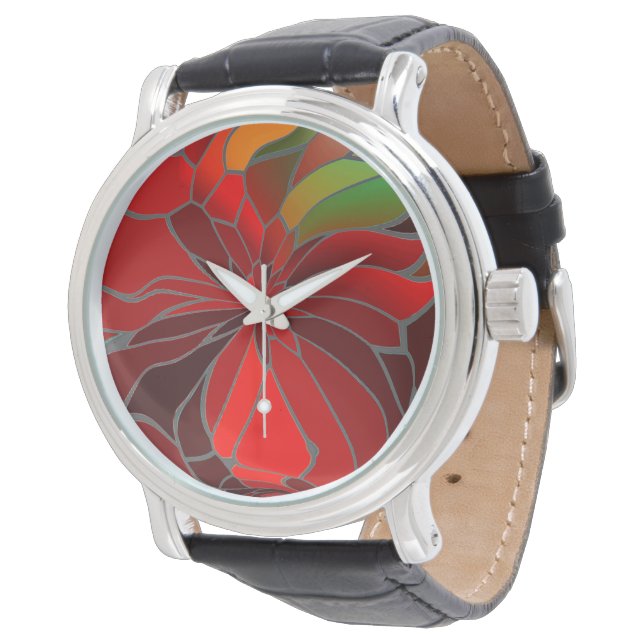 Abstract Poinsettia Watch (Angled)