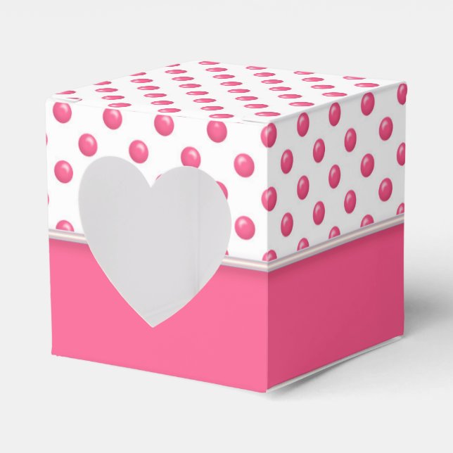 Abstract Polka Dots Pink Favour Box (Front Side)