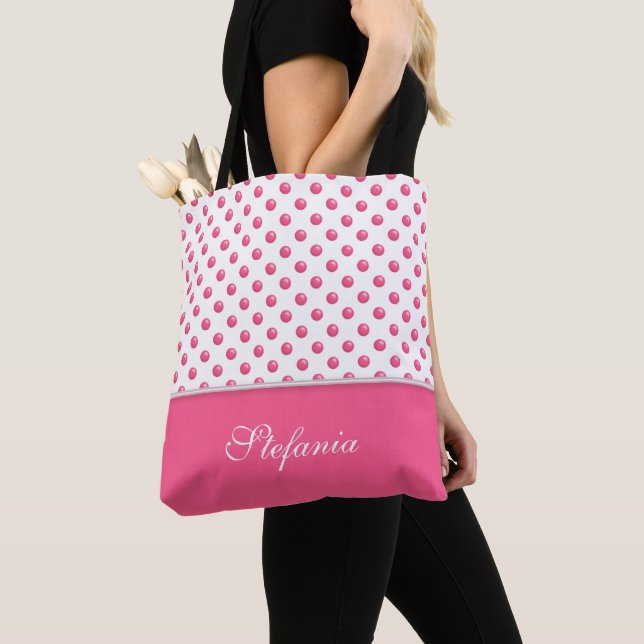Abstract Polka dots Pink Modern Design. Tote Bag (Close Up)