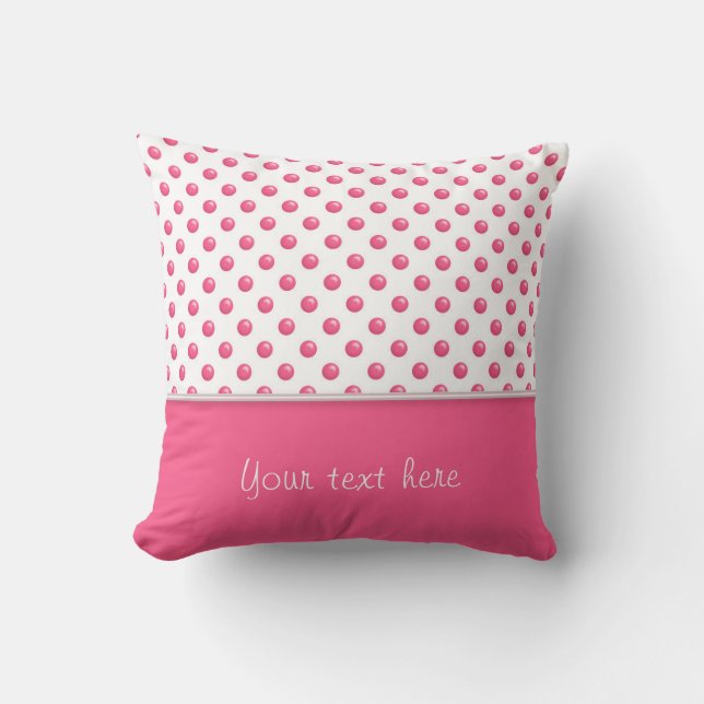 Abstract polka dots pink texture.Text. Cushion (Front)