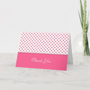 Abstract polka dots pink texture.Text. Thank You Card