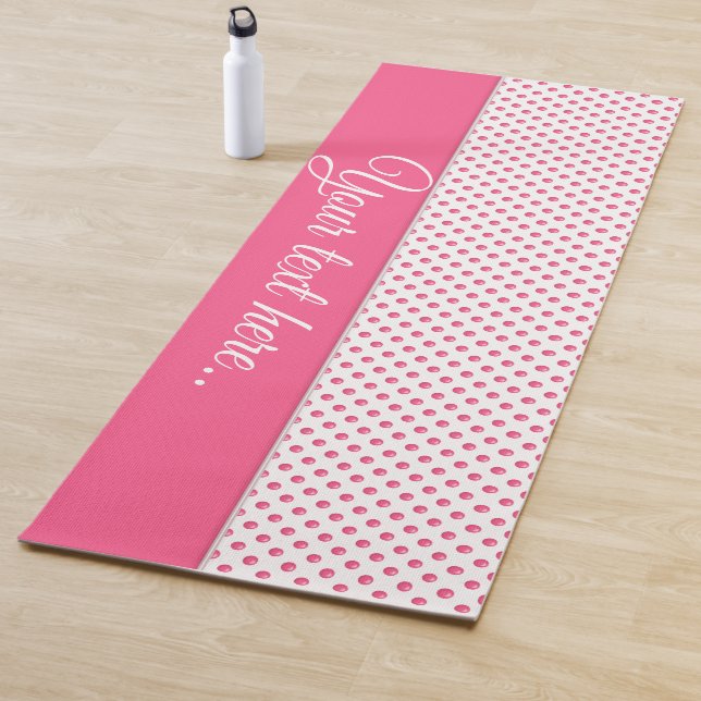 Abstract polka dots pink texture.Text. Yoga Mat (In Situ)