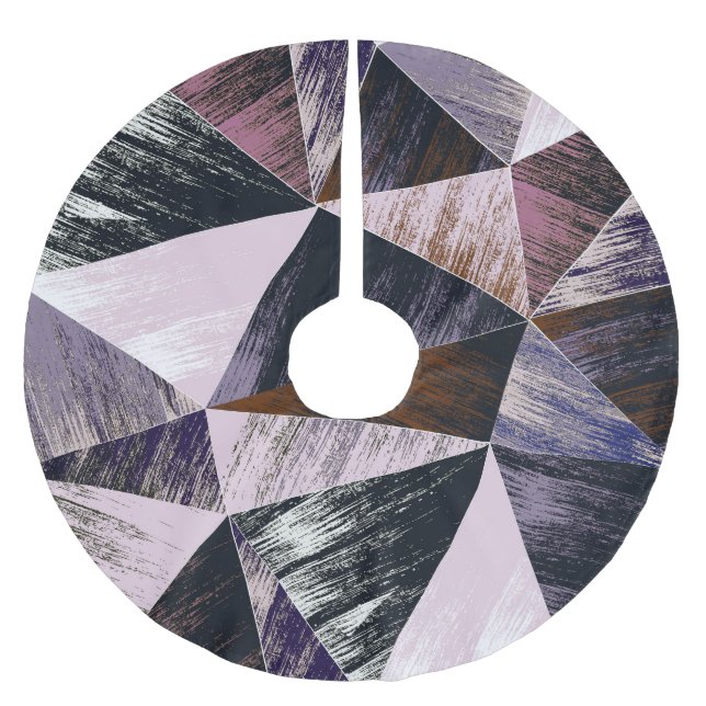 Abstract polygon pattern, colourful triangles. brushed polyester tree skirt (Front)