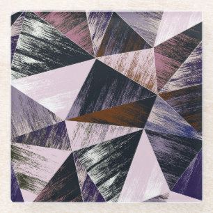Abstract polygon pattern, colourful triangles. glass coaster