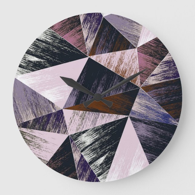 Abstract polygon pattern, colourful triangles. large clock (Front)