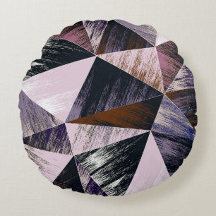 Abstract polygon pattern, colourful triangles. round cushion