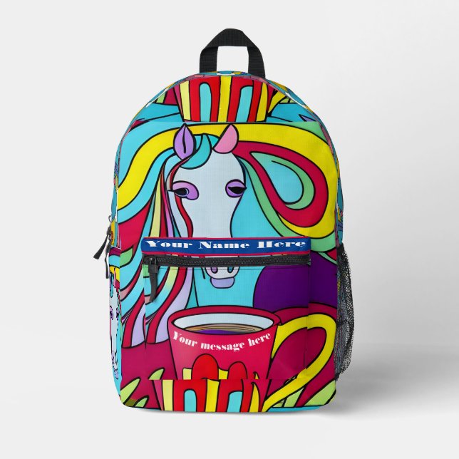 Abstract Pony  Printed Backpack (Front)