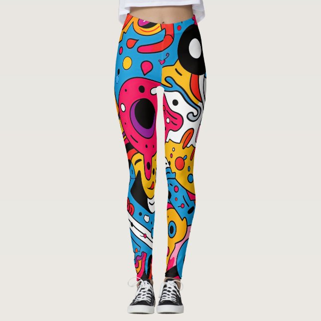 Abstract Pop Art Seamless Pattern  Leggings (Front)