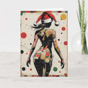 Abstract Pop Art Woman Christmas Card Custom