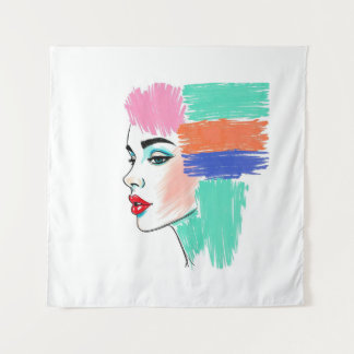 Abstract Pop Art Woman Tapestry